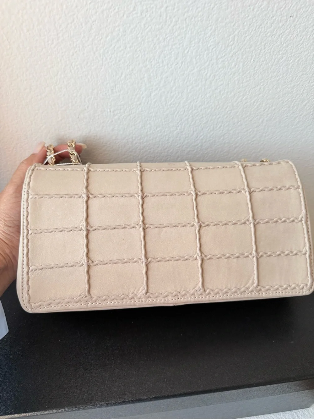CHANEL 2016 Chocolate Bar Reissue Flap Bag Beige Gold HW Full Set